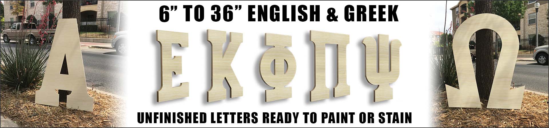 wooden greek letters