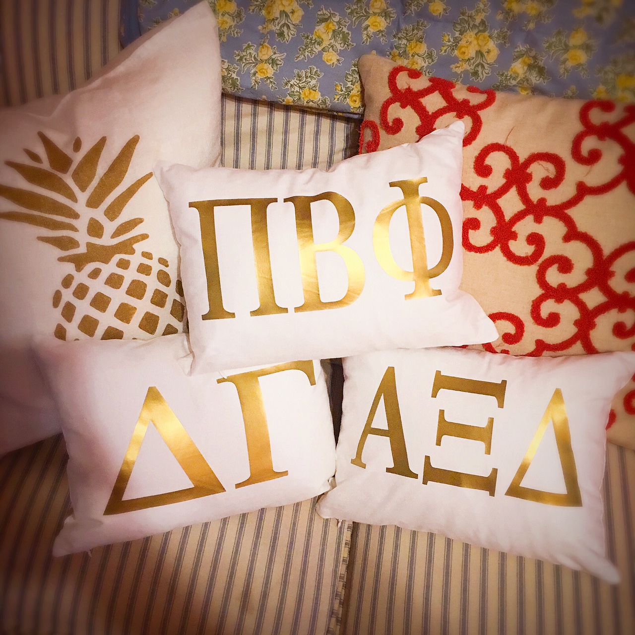 Metallic Greek Letter Pillow