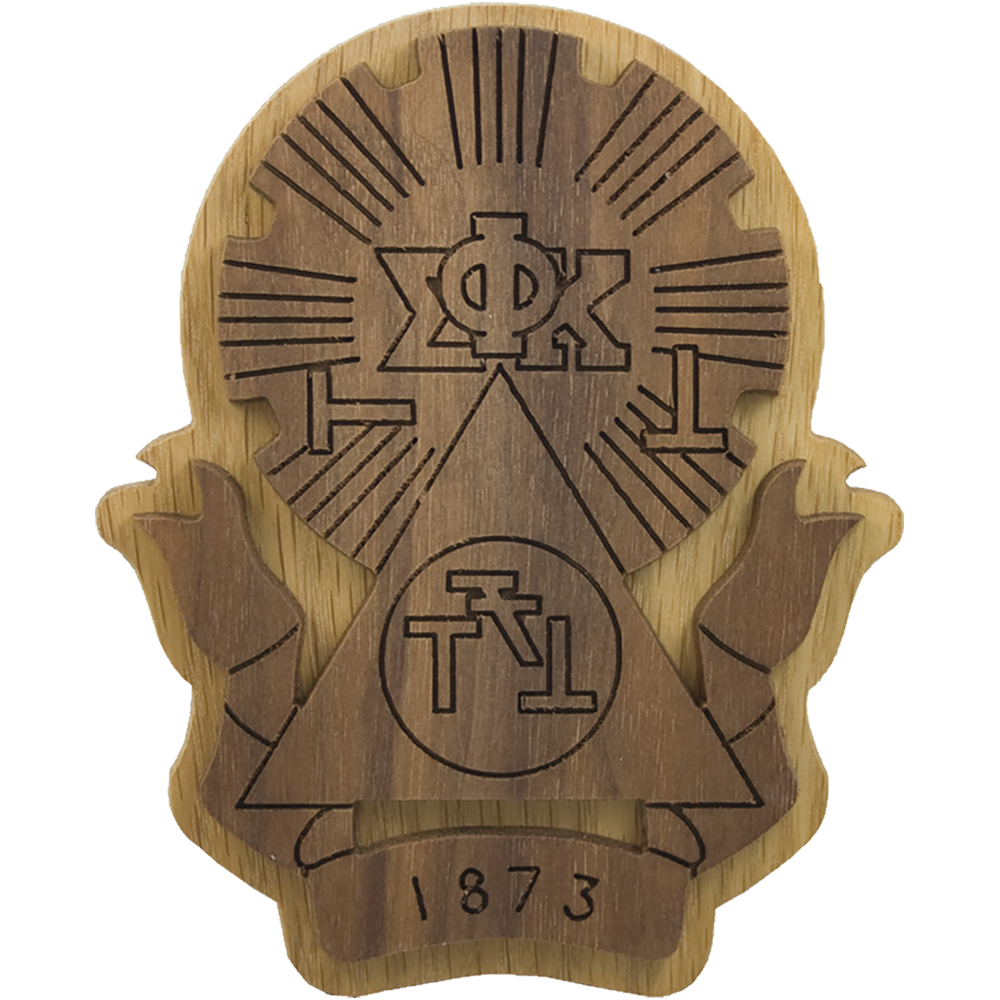 Phi Sigma Kappa Carved Background Fraternity Crest