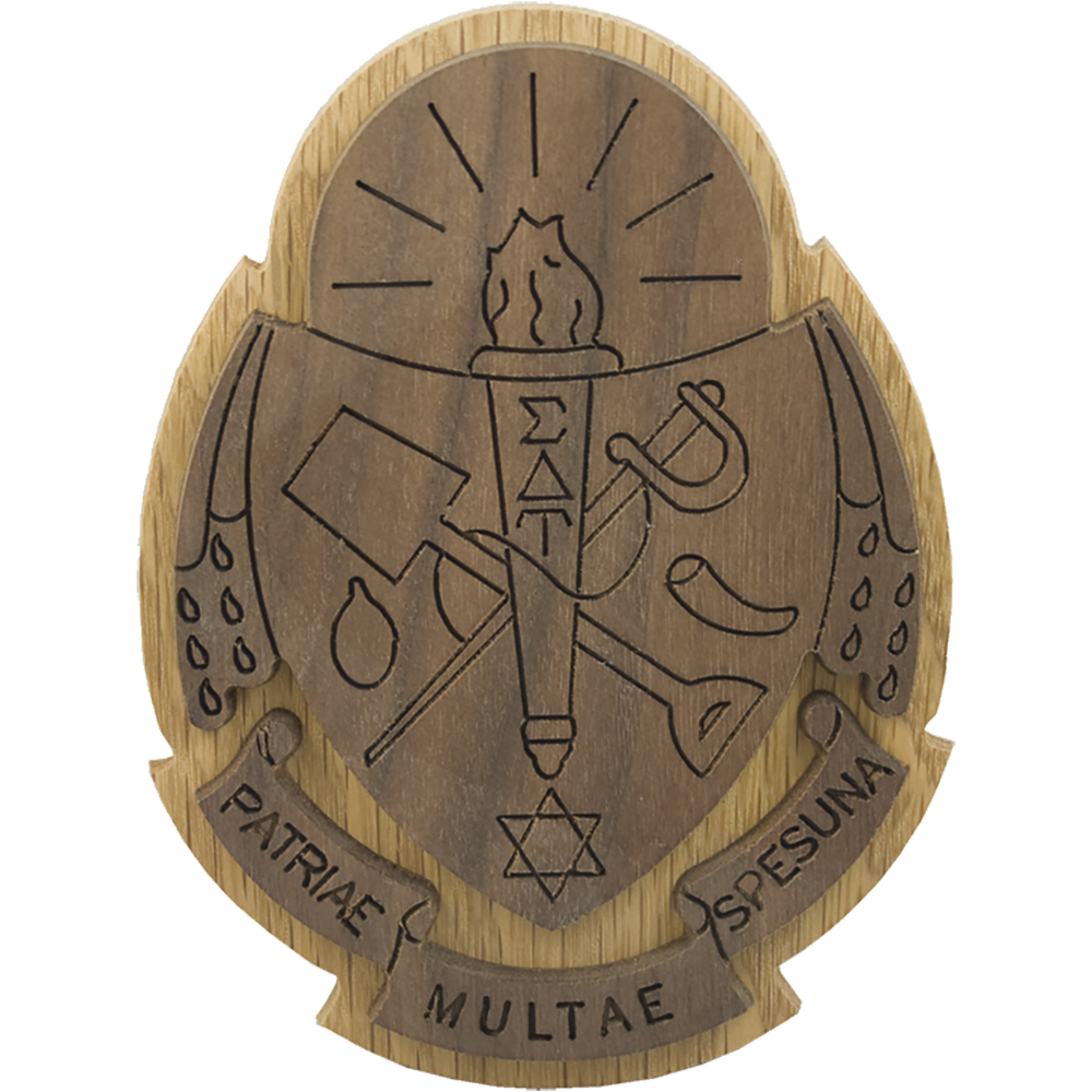 Sigma Delta Tau Carved Background Sorority Crest